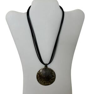 Premier Designs Interchangeable Pendant Necklace Multi-Strand Black Cord Boho